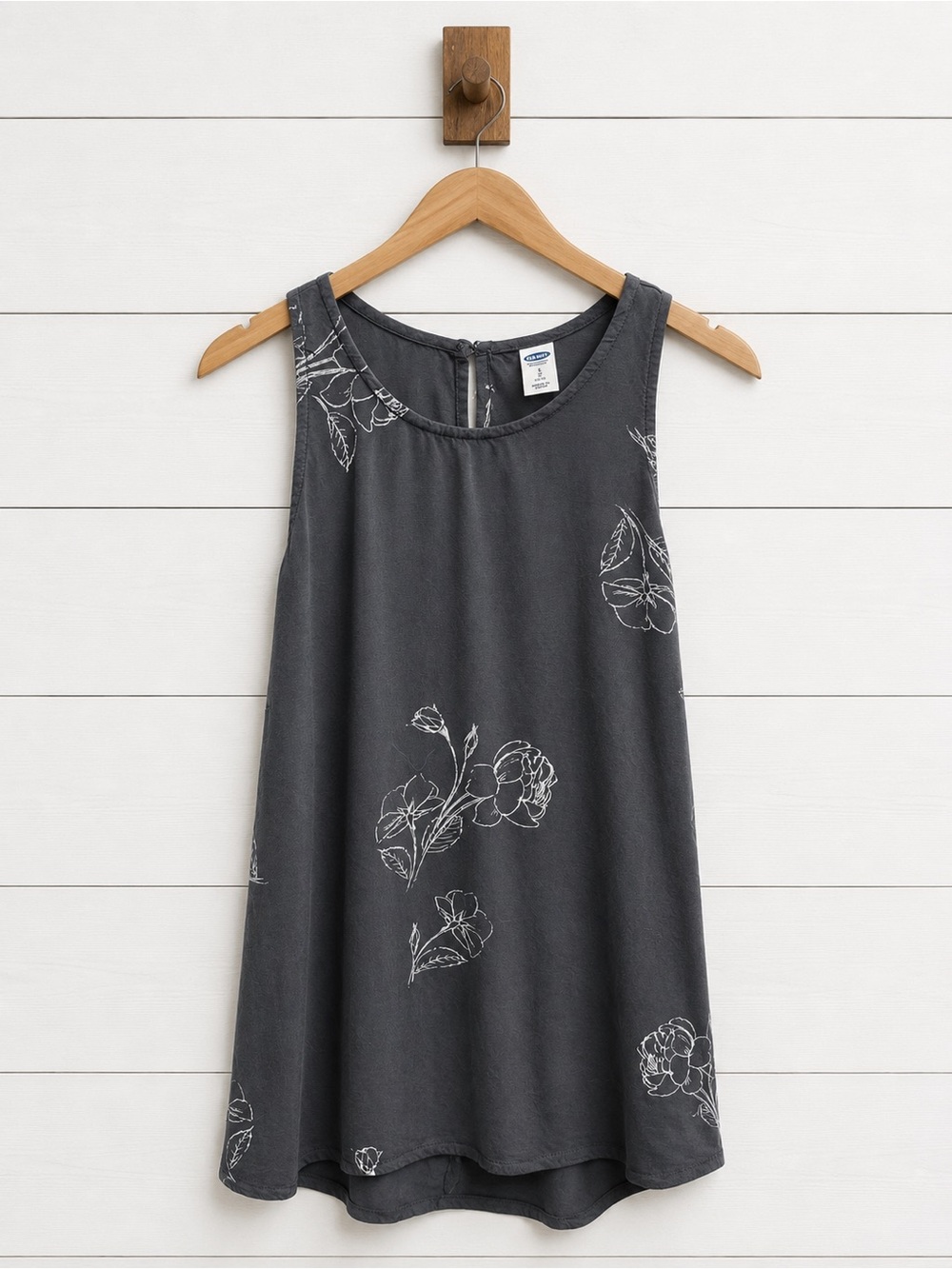 🖤 Old Navy Grey White Floral Petite Tank Top SP